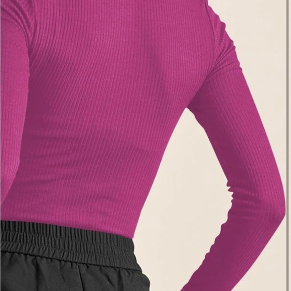 Fuchsia Ribbed Long Sleeve Henley Top - Picture 3 of 9